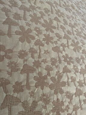 The Texture Collection Beige Embossed Design mushrooms flowers comforter/sham